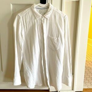 JCrew white long sleeved gauze shirt